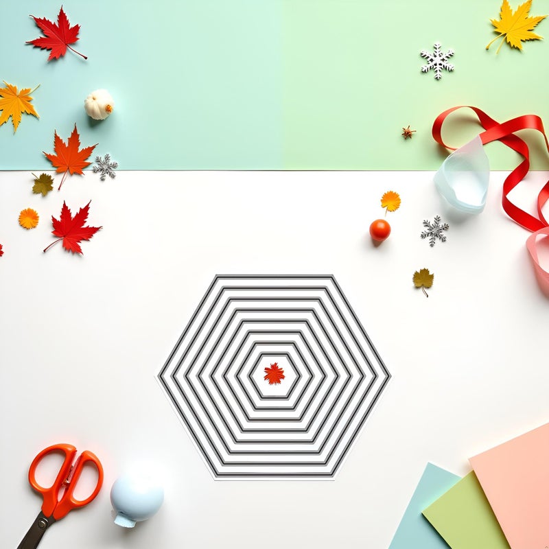 Labriciyon Hexagon Background Cutting Dies Metal Hexagon Die Embossing Stencils for Thanksgiving Christmas Greeting Card Paper DIY Craft Decoration Die Cuts for Card Making, Scrapbooking Die-Cuts - Image 3